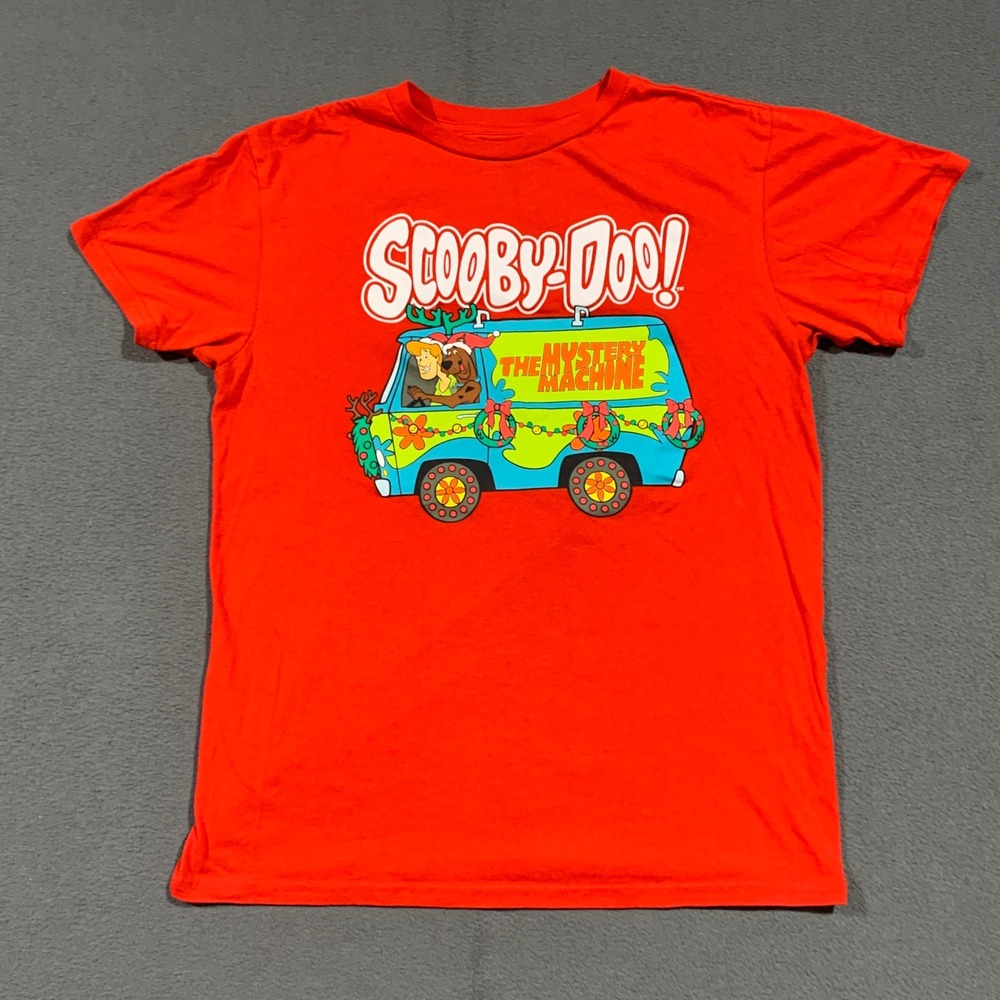 Scooby Doo Mystery Machine Christmas T Shirt Men's Size Large Orange Graphic Tee
